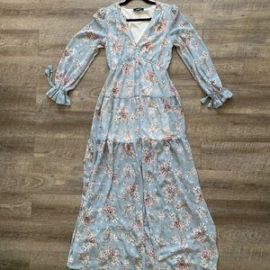 Red Dress - Love in Bloom Light Blue Floral Dress